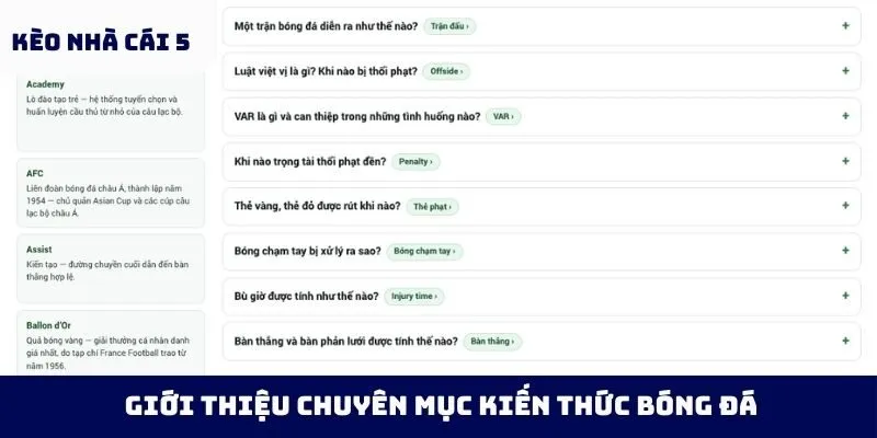 Giới thiệu chuyên mục kiến thức bóng đá